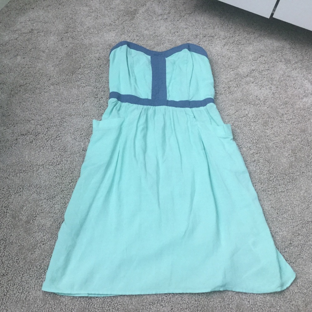 Xhilaration Strapless Mint and Blue Pocketed Dress Size Small Spring Summer